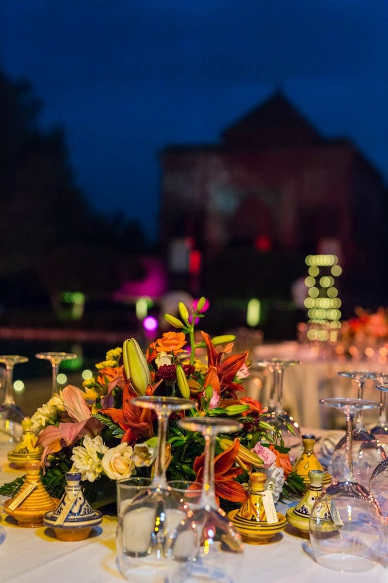 Romantic Outdoor Wedding Ceremony Setup in Marrakech Garden